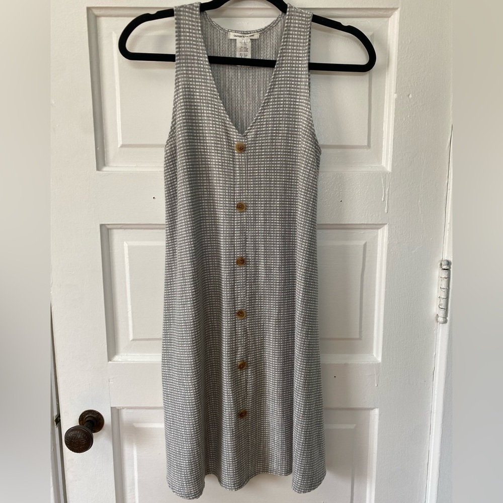 Caution To The Wind Gray Sleeveless V-Neck Midi Dress